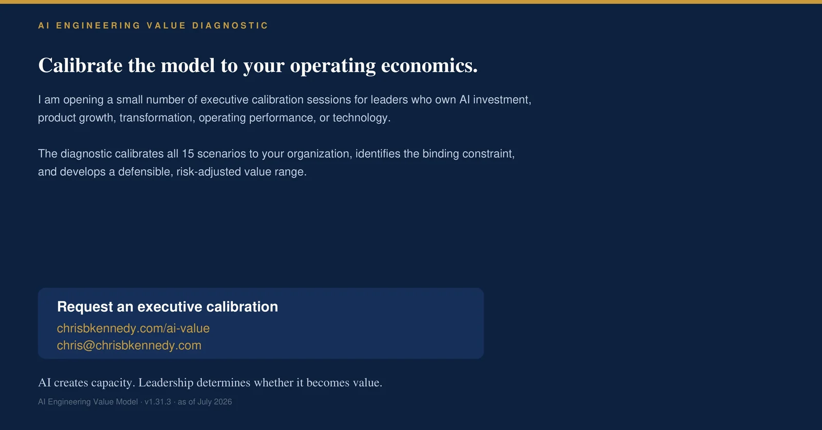 The AI Engineering Value Diagnostic — calibrate the model to your operating economics